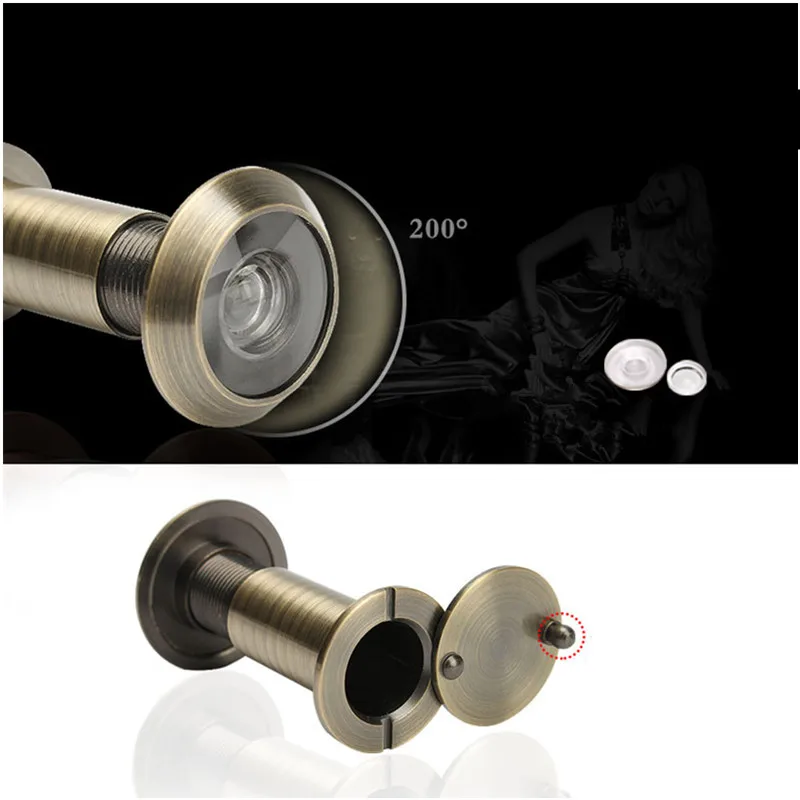 200 Degree Wide Viewing Angle Peephole Security Door Viewers 14mm Hole Hidden Peephole Adjustable Glass Lens Hardware Tools