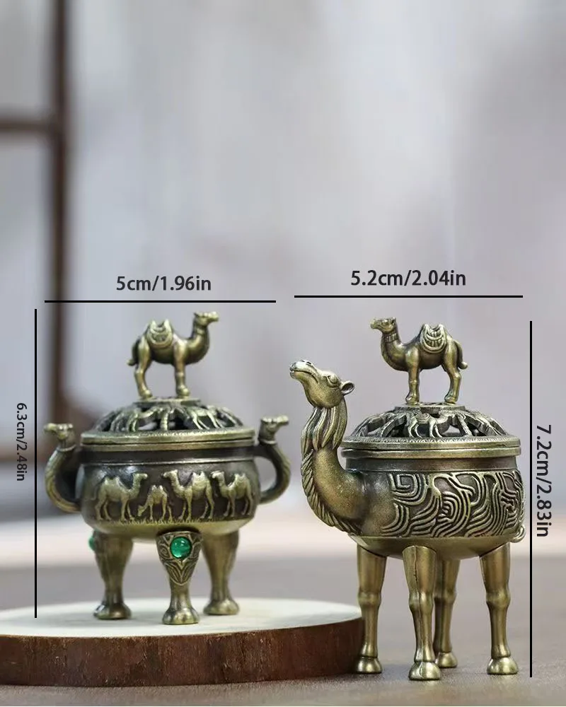New Alloy Camel Incense Burner Hollow Out Four Legged Stick Holder Mini Sandalwood Censer Home Decoration