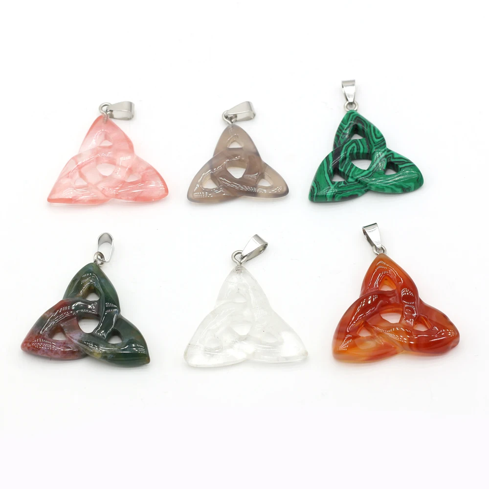 1Pc 32x35mm Irish Celtic Knot Pendant Natural Crystal Quartz Charms for DIY Necklace Earring Jewelry Making Accessories - view 6