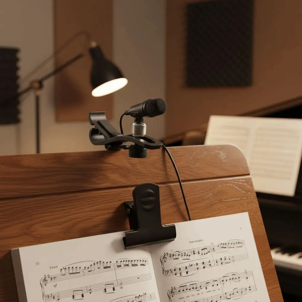 Black Microphone Holder with Drum Clamp Anti-Vibration Adjustable Drum Rim Microphone Clip Plastic Copper Material Metal