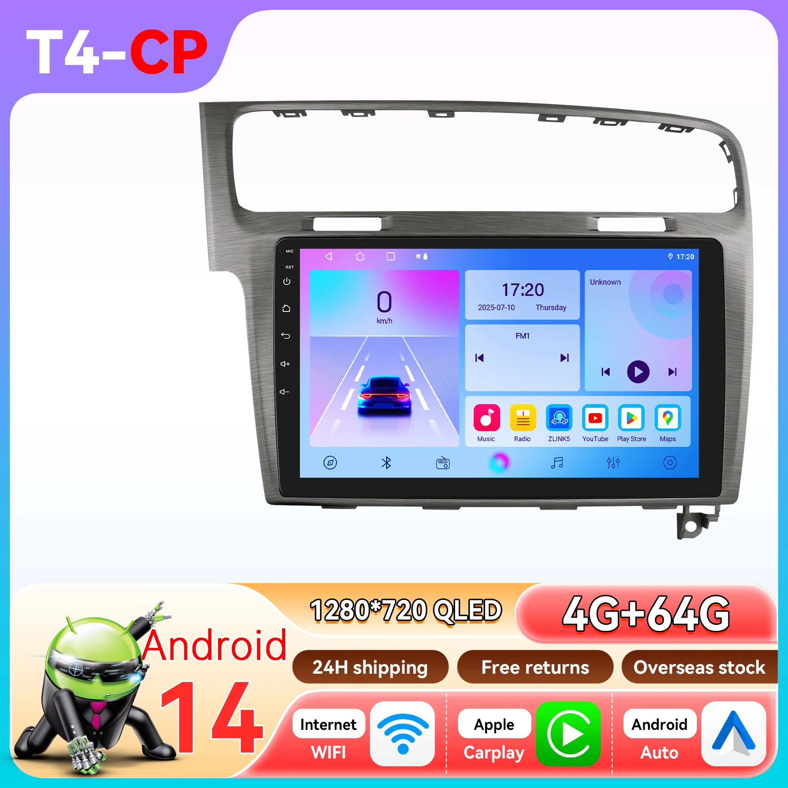 Hizpo 10.1 Inch Draadloze CarPlay Autoradio Voor VW Volkswagen Golf 7 2013 2014 2015 2016 2017 GPS Multimedia 2din Android Auto 4G