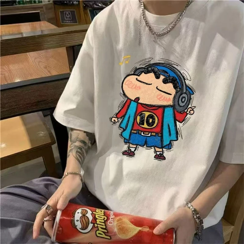 

Retro Fun Crayon Shin Chan Cartoon Short Sleeved T-shirt Summer Loose Street Couple Half Sleeve Top Suitable Both Men and Women