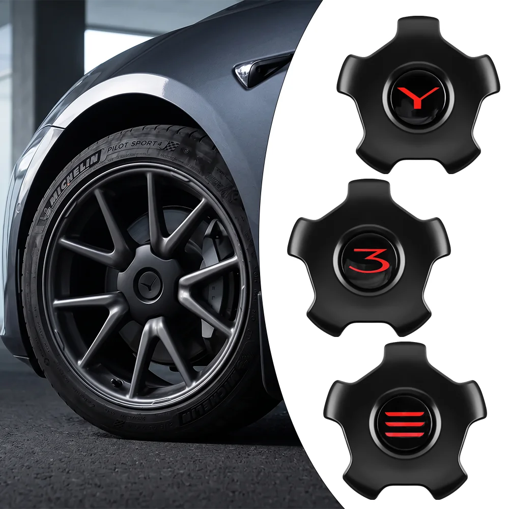4Pcs For For Tesla Model 3 OEM 1529680-A Original Hubcaps Car Wheel Center Cover Auto Hub Caps Emblem Replacement 18-inch Huncap