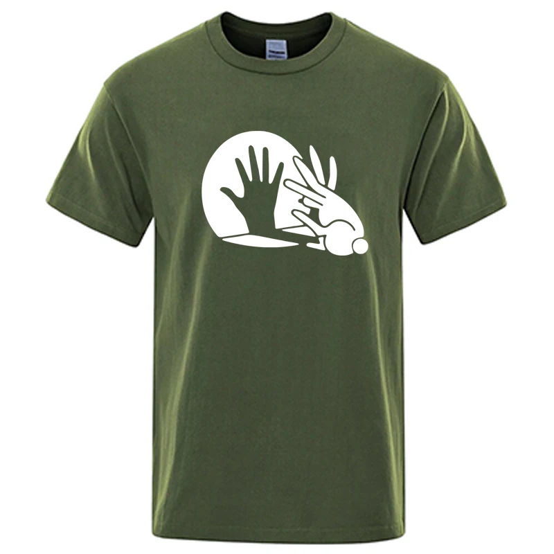Men High Quality T-shirt Cotton Blend Funny Shadow Puppet Design Print Summer Casual Loose Men T Shirt O-neck Male T-shirt Tops