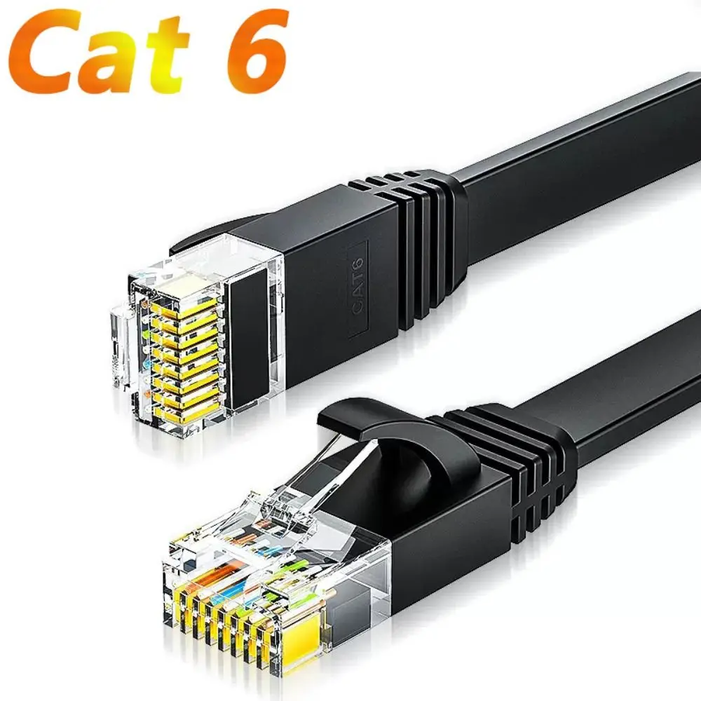 ใช้งานร่วมกับสายแพทช์สาย Ethernet Cat 6 250Hz ป้องกันการรบกวน Cat6 สาย Lan PVC สายแบน RJ45 สายแพทช์เครือข่าย