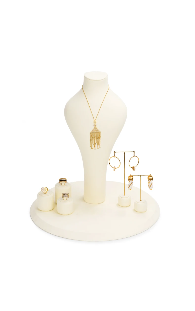 Oirlv Mikrofaser-Leder Schmuck-Präsentationsset Weißes Vitrinen-Organizer-Kit für Halsketten, Ringe, Ohrringe, Armbänder & Einzelhandel – Detail 10