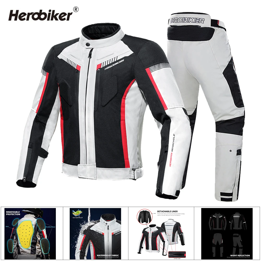 

HEROBIKER Motorcycle Riding Jacket Waterproof Warm Outdoor Riding Jacket Riding Pant Anti Fall And Anti-collision Knight Jacket