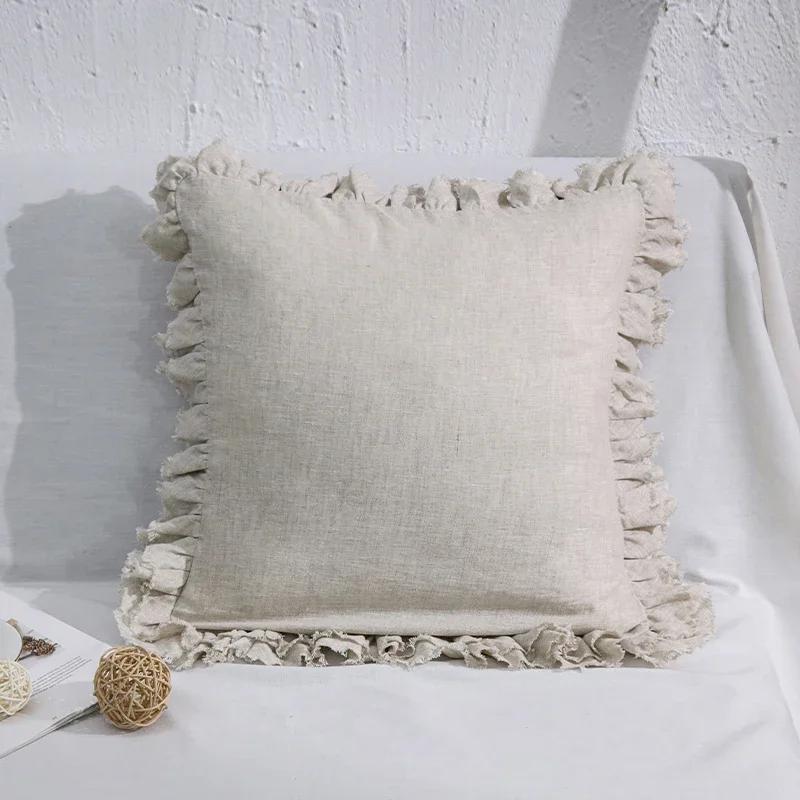 Wabi-Sabi Shams Shabby Chic Pillowcases, Ruffled Pillow Cases, Farmhouse Ruffle Country, Elegant 100% Linen, Vintage Decorative