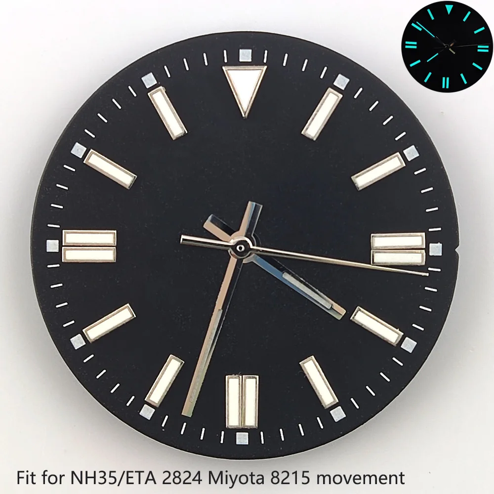 28.5mm dial blue green luminous dial suitable for NH35/ETA 2824 Miyota 8215 movement accessories