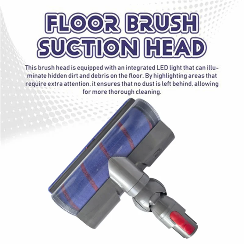 Cleaner Head Soft Roller Brush For Dyson V7 V8 V10 V11 V15 Vacuum Attachment With Dust LED Lights Replacement Parts