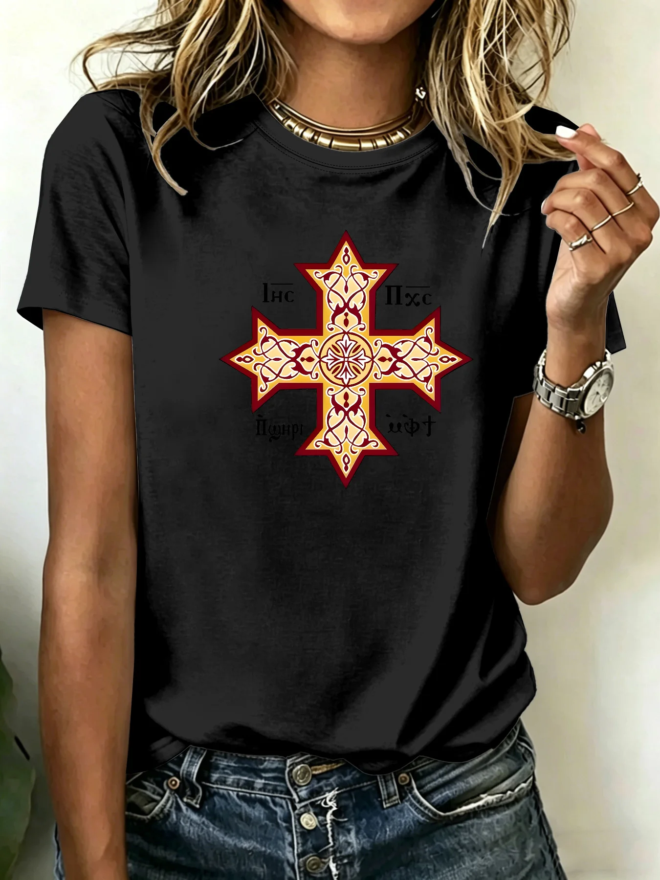 

Ladies Plus Size T-shirts, Short-sleeved Printed Tops, Loose and Casual, Soft, Comfortable and Breathable, for Leisure and Sport