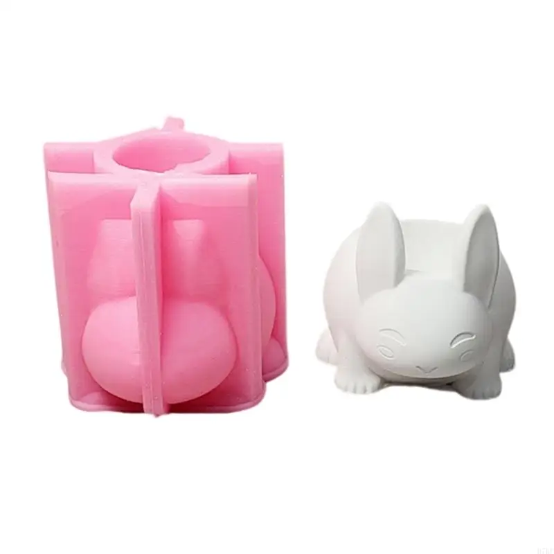 

H7BF Rabbits Flower Pots Silicone Mould Plasters Molds Succulents Plant Molds Epoxy Resin Molds for Home Decorations