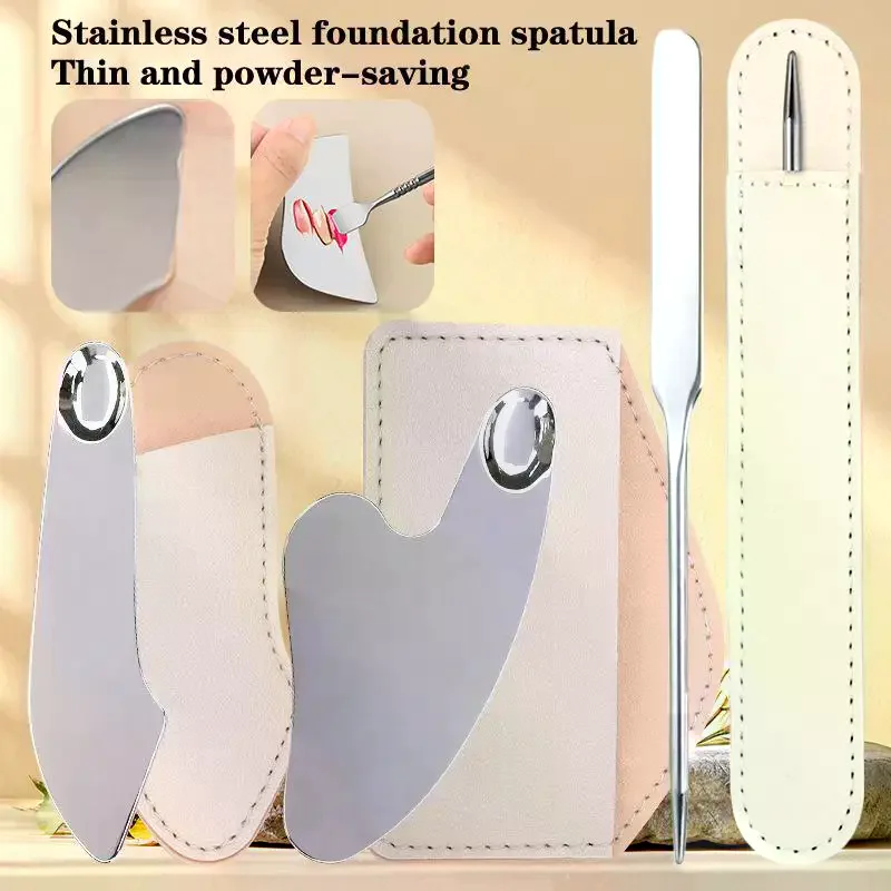 

Скребок Гуаша из нержавеющей стали с чехлом из искусственной кожи, металлическая лопатка-массажер для лица, инструменты для ухода за кожей лица, доска Гуаша