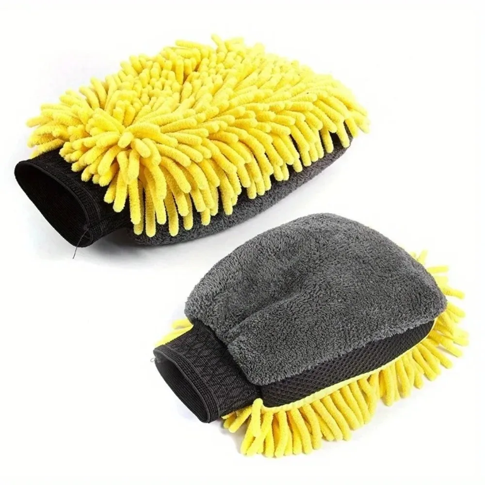 Large Microfiber Car Wash Gloves Double Thick Waterproof Chenille Gloves Multifunction Detailing Brush Care Cleaning Glove
