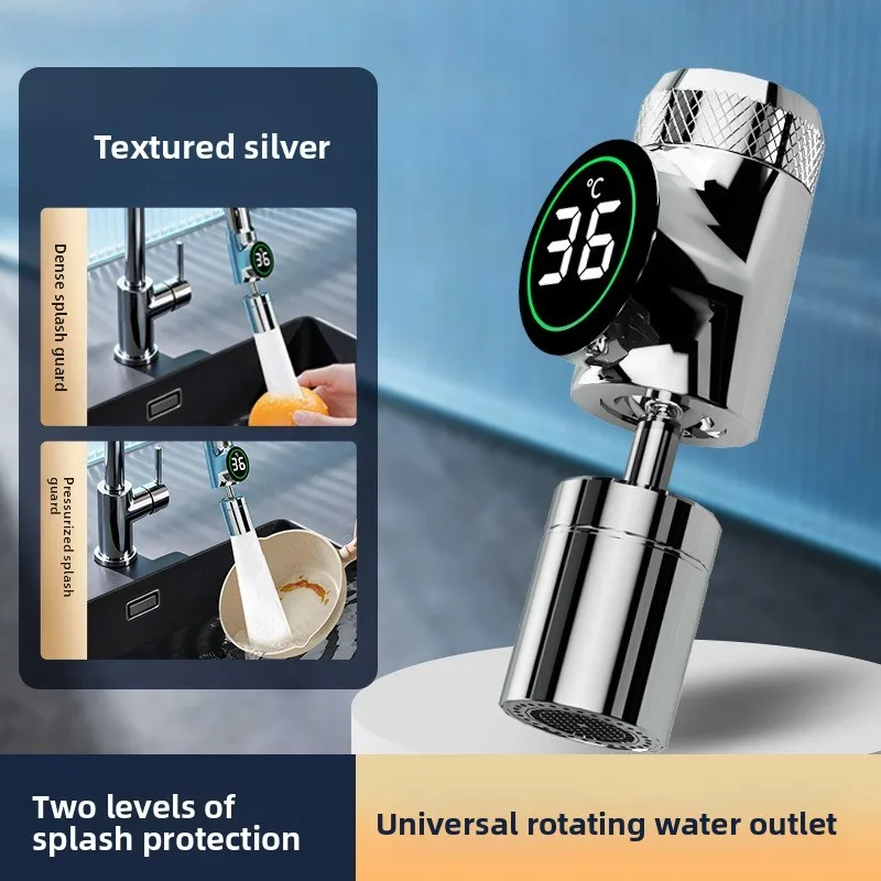 

Vegetable Washing Sink Temperature Display, Adjustable Rotating Kitchen Faucet Extender, Splash-proof Water Device