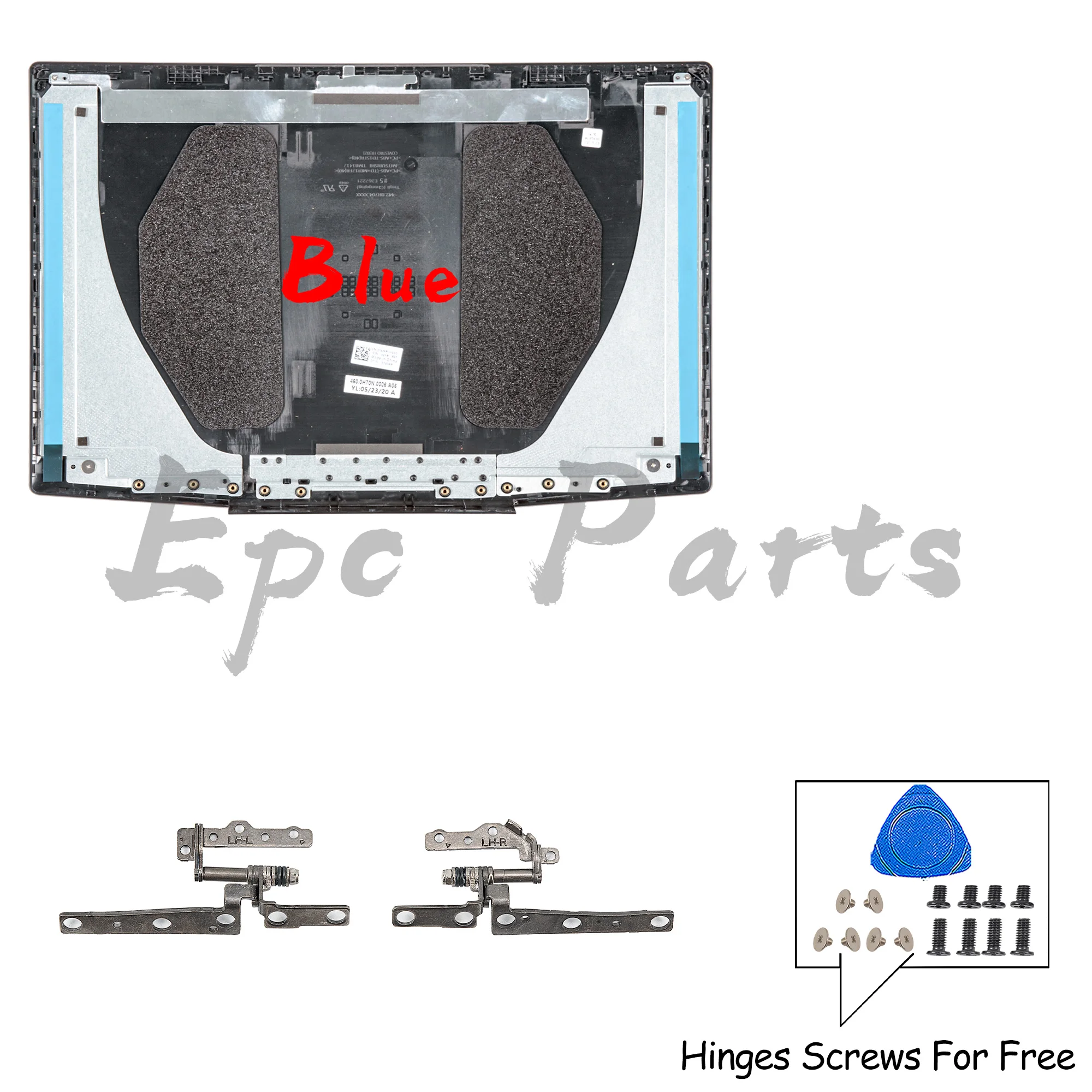 Imagem -04 - Tampa Traseira Lcd para Dell g3 3590 3500 P89f 0747kp Moldura Frontal 07md2f Dobradiças Pretas Parafusos Transporte Rápido