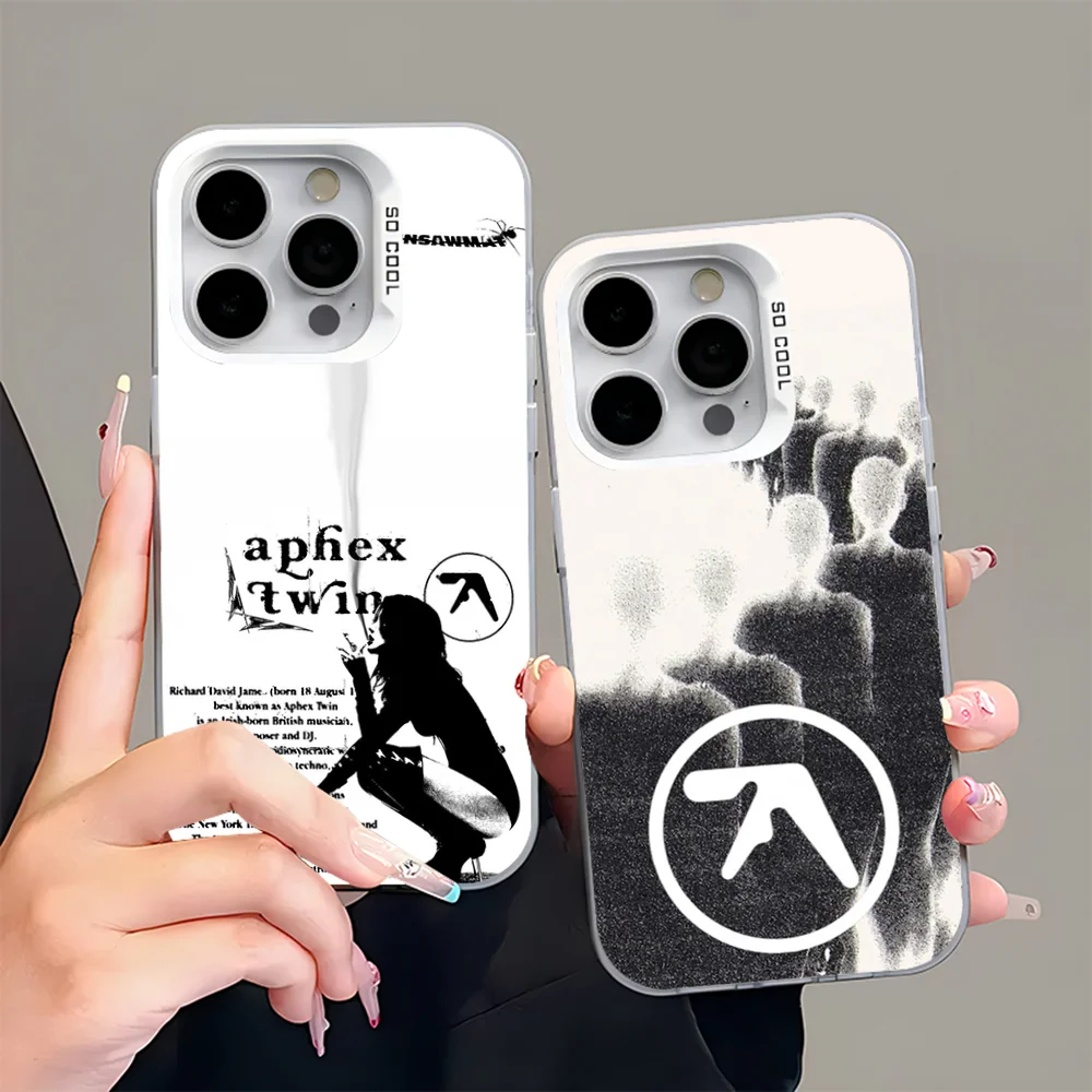 

Aphex Twin Logo Art Phone Case For iPhone 16,15,14,13,12,11,Pro,Max,Plus,Mini,XS,SE Anti Fall Gray Silver Matte Hard Bumper