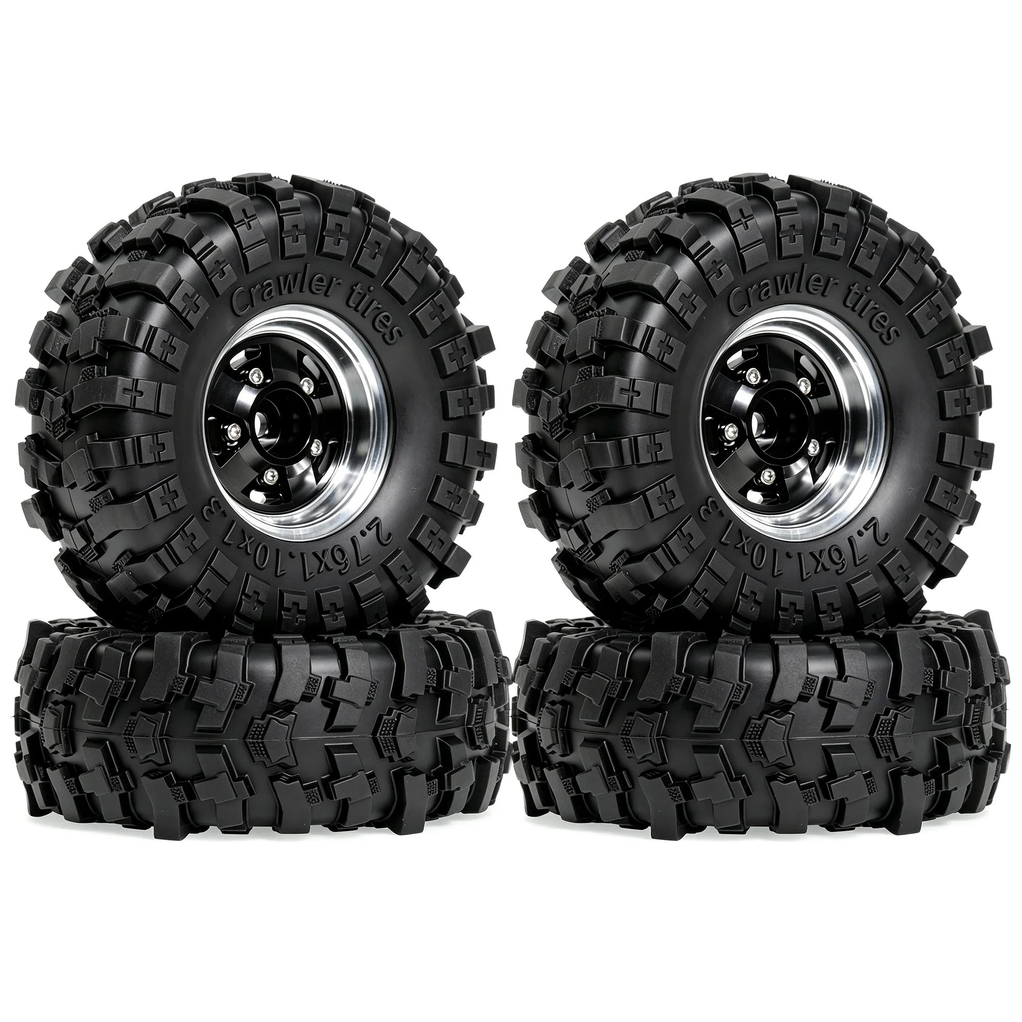 RED SPIDER 4Pcs 1.3 Inch 70mm RC Crawler Rubber Tires Metal Beadlock Wheel Rims Off‑Road Tyre Set for 1/18 1/24 RC Crawler Axial SCX24 FMS FCX24 RC Car Upgrade Spare Parts