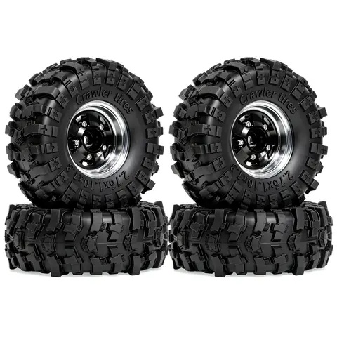 RED SPIDER 4Pcs 1.3 Inch 70mm RC Crawler Rubber Tires Metal Beadlock Wheel Rims Off‑Road Tyre Set for 1/18 1/24 RC Crawler Axial SCX24 FMS FCX24 RC Car Upgrade Spare Parts