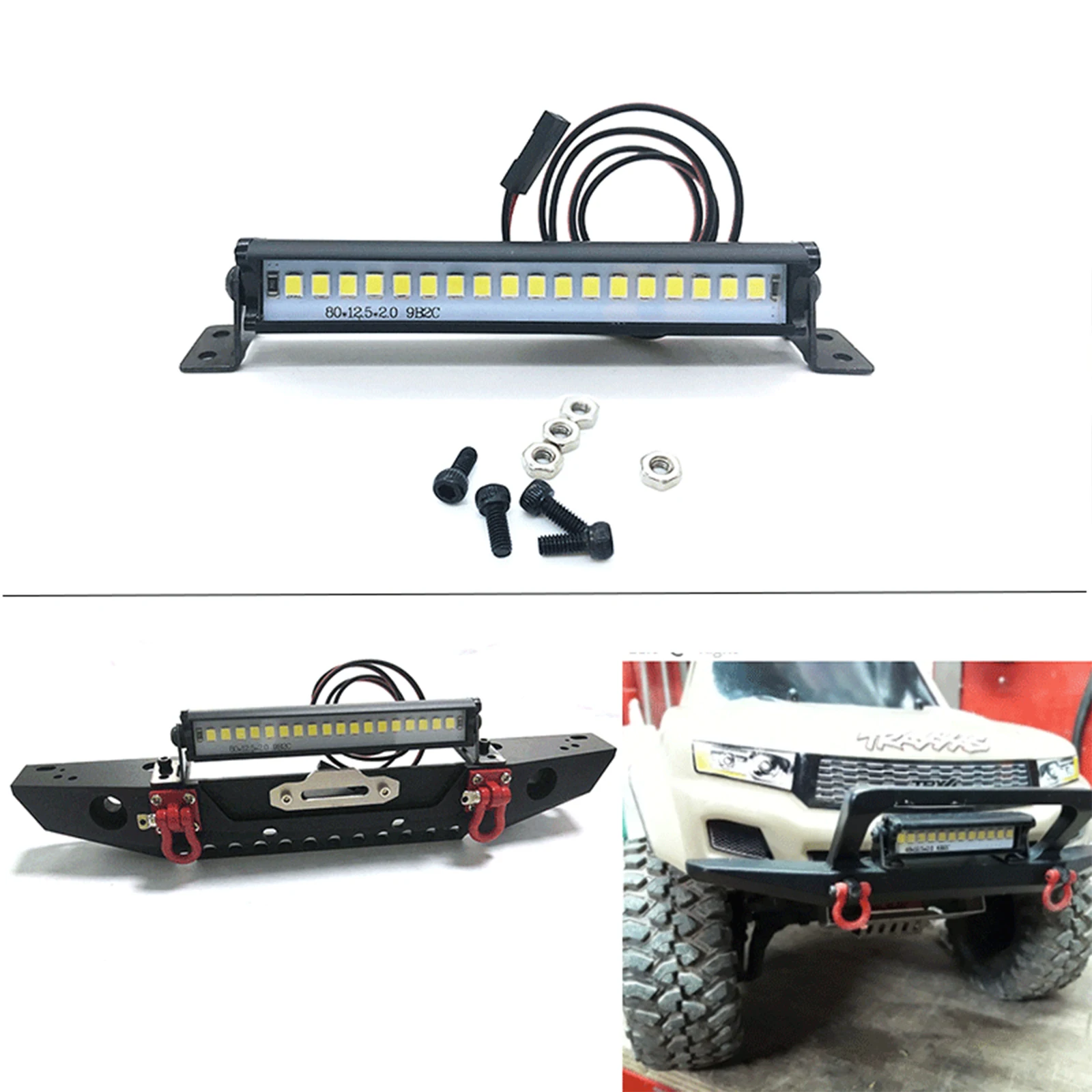 RED SPIDER Super Bright LED 83MM 53MM Listwa świetlna do gąsienic 1/10 RC Axial SCX10 90046 Jeep Wrangler Body Big Foot Flat Run