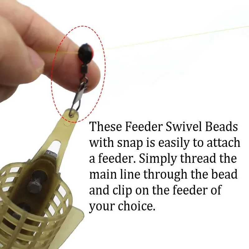 25pcs Running Feeder Swivel Bead With Snap Accessories For Carp Fishing Sliding Rolling Swivel Fishing Fishing Tools Equipment