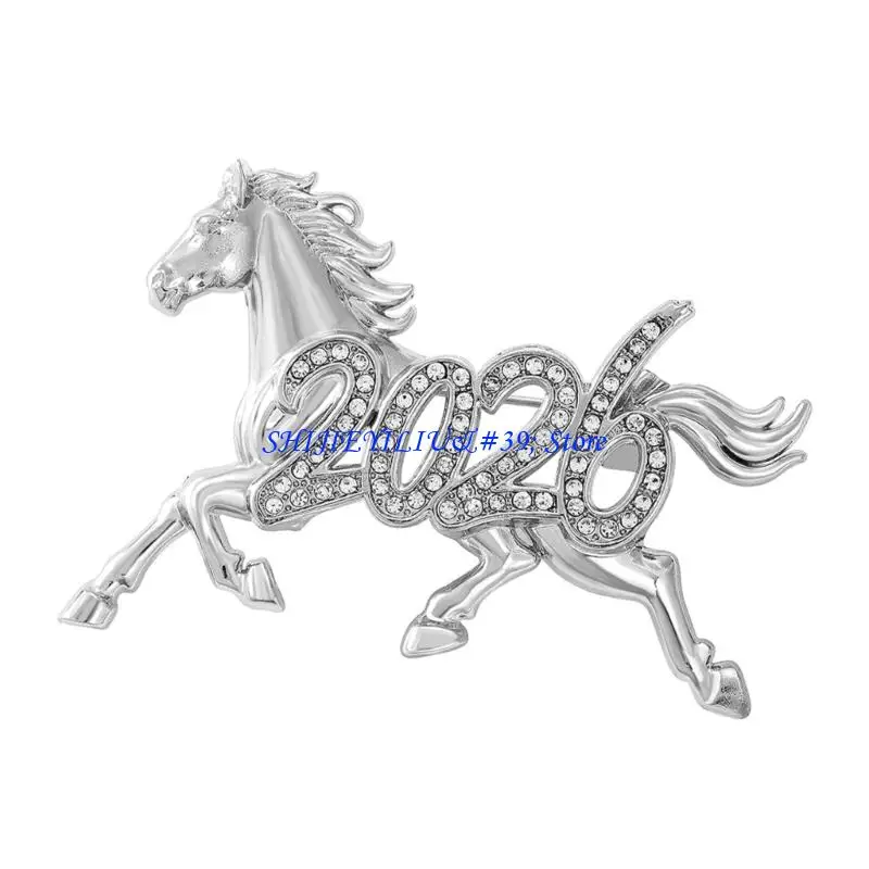 E21F 3D Dimensional Chinese Zodiacs Horse Pin Symbolizing Featuring Detailed Artwork Perfect for Fashion Enthusiasts Gift