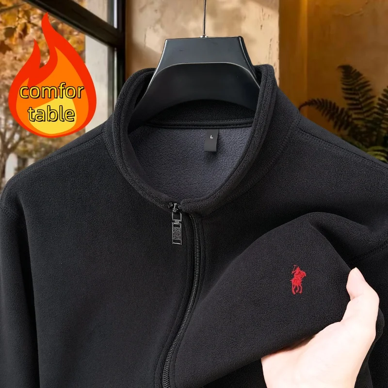 

2025 autumn and winter new high-end men clothing brand Paul exquisite embroidery zipper cardigan double-sided velvet warm jacket