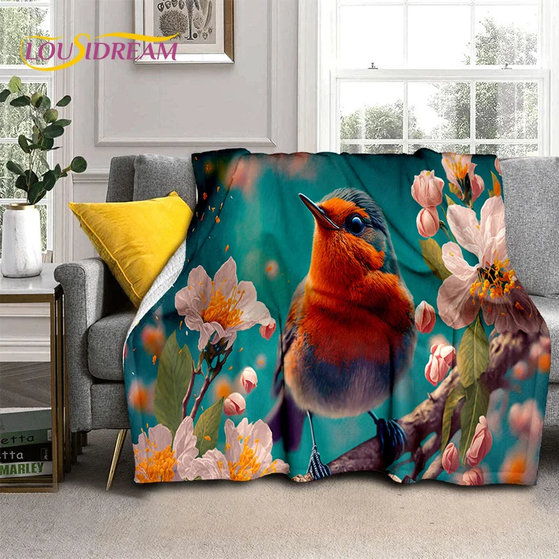 

Cute Dream Birds Parrot Peacock Cartoon Soft Flannel Blankets,Throw Blanket Comfortable Blanket for Picnic Beds Home Bedroom Kid