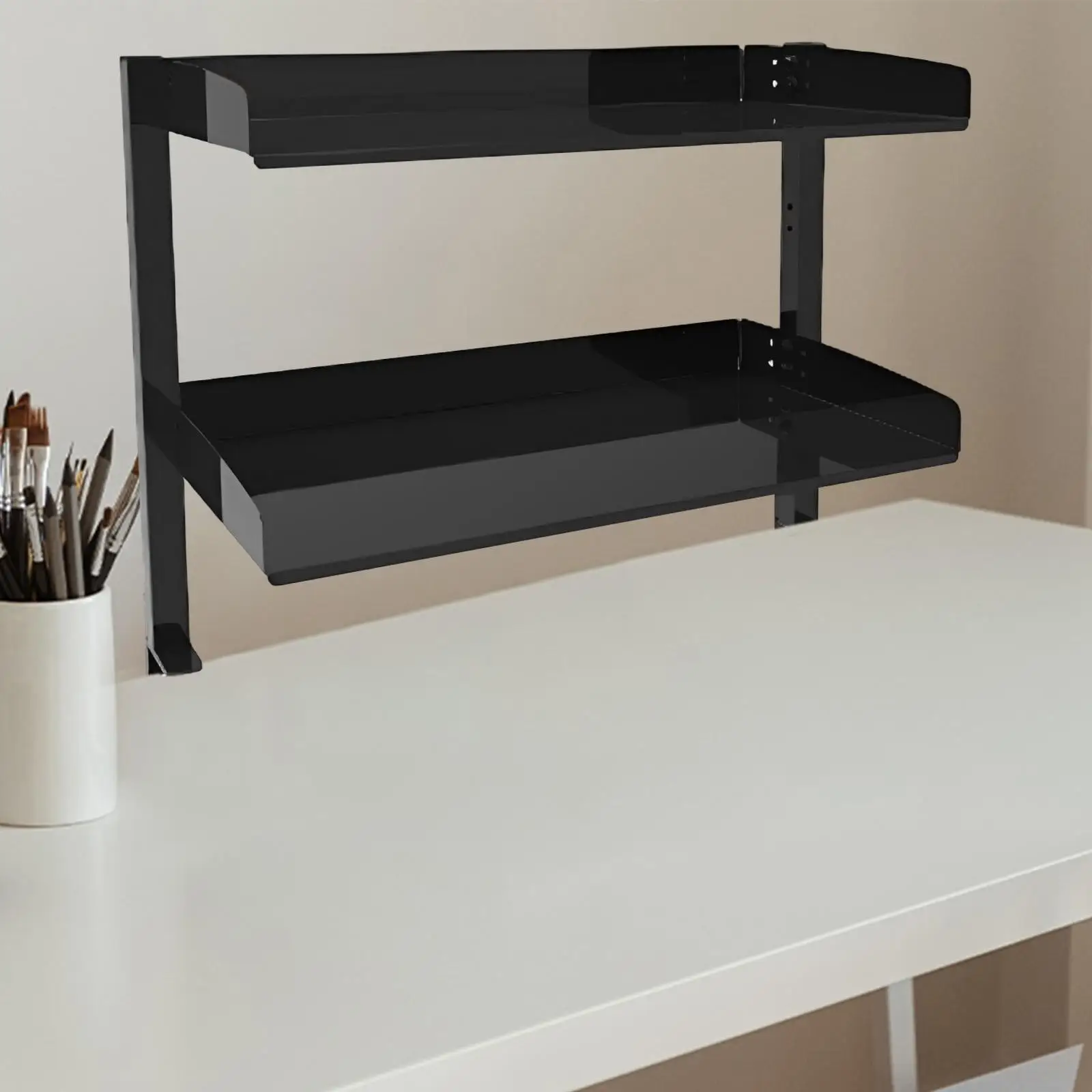 Desktop File Organizer Desk Document File Tray Organizer for Workspace Black Paper Sorter Organizer Paper Letter Tray Organizer