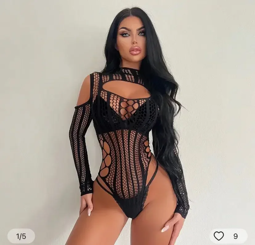 Sexy Visnet Eendelig Bodystocking Jurk