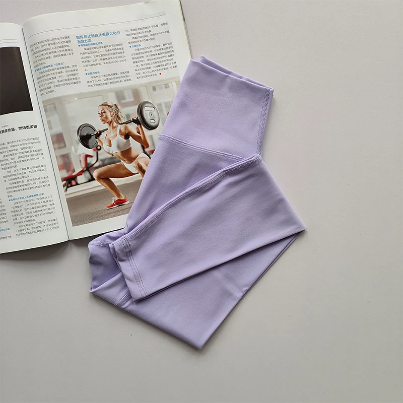 Nackte High-Waist-Yogahose für Damen, eng anliegend, hüfthebend, schnelltrocknend, Fitness-Leggings, hochfadenig, Sporttights – Detail 8