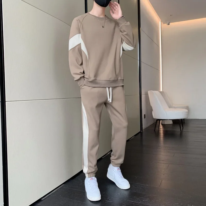 Mens Tracksuit Running Set Two Piece Tracksuit Men Sports Wear Fashion Colorblock Jogging Suit Autumn Men Outfits Gym CLothes