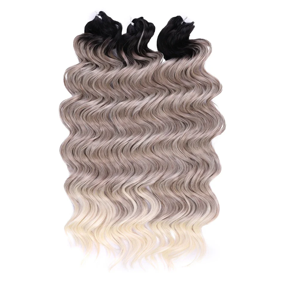 FREEDOM Hair Synthetisches, tief gewelltes Twist-Häkelhaar, 24 Zoll / 60 cm, Ombre Braun, Blond, Weiß, Flechthaarverlängerungen, MANASI Hair – Detail 14