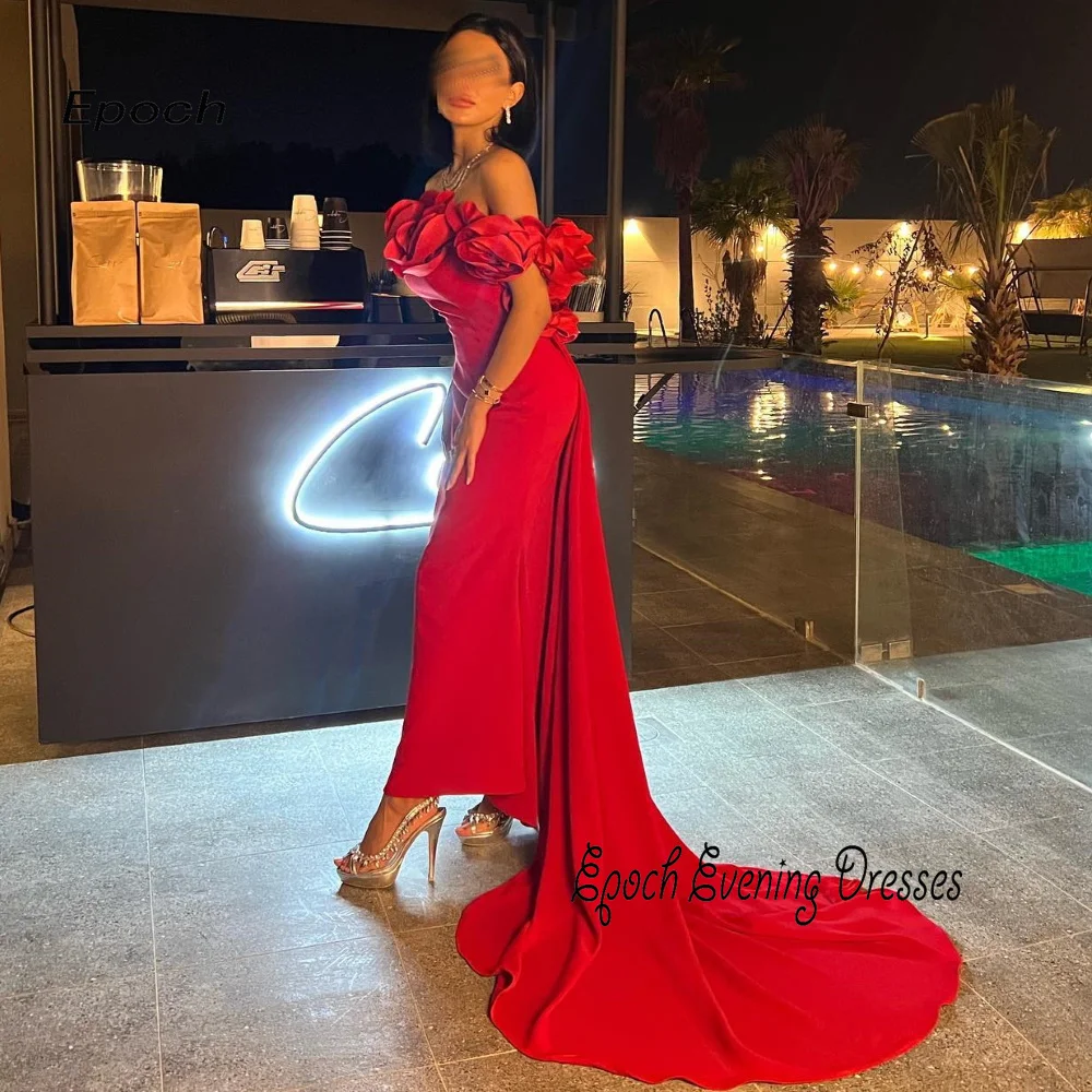 Epoch Formal Evening Dress فساتين مناسبة رسمية Elegant 3D Flower Mermaid Arabia Cocktail Prom Gown With Long Shawl For Women