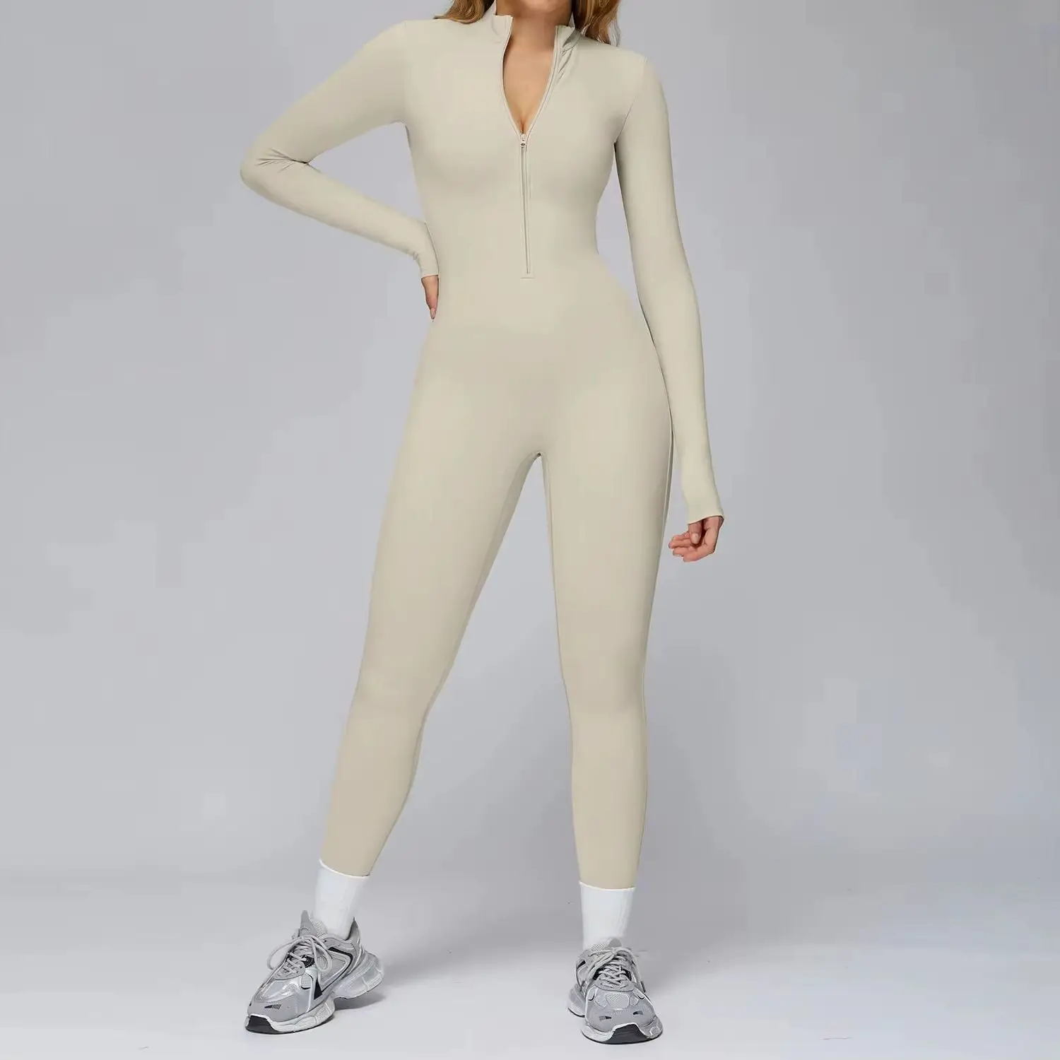 

Fleece-lined Warm-Up Yoga Women One-Piece Yoga Pants Warm Short/Long Sleeve Ski Jumpers High Elasticity Coat Clothing for Cyclin