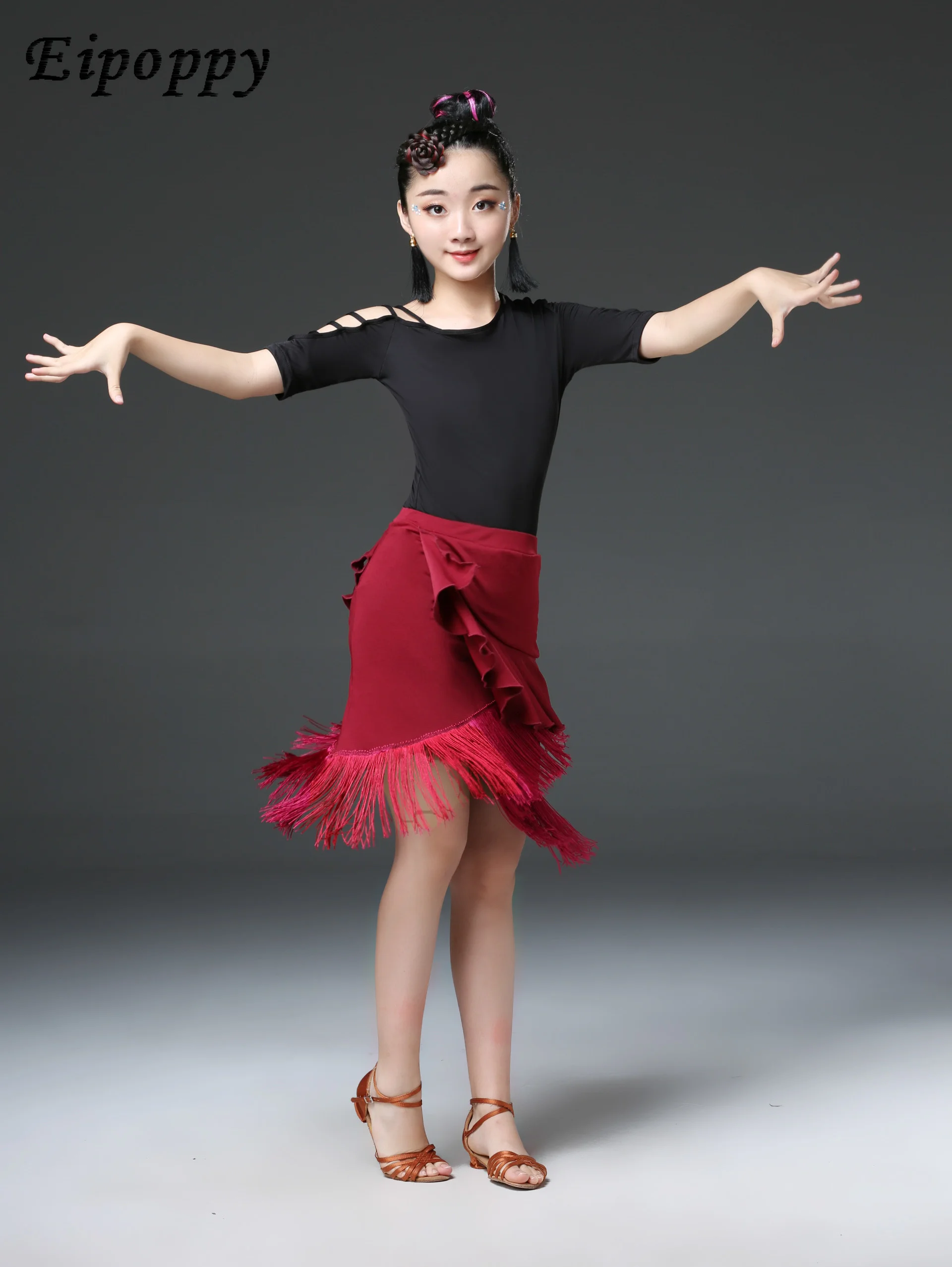 زي أداء الرقص اللاتيني للفتيات ، ملابس التمارين