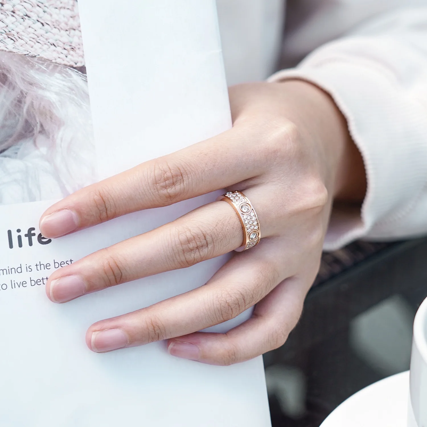 luxury jewelry Titanium steel couple love ring babysbreath Rings Women\'s jewelry trending accessories