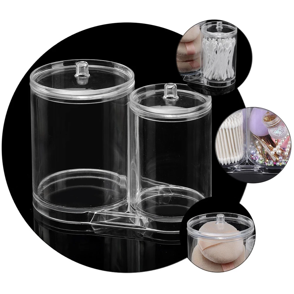 

1Pcs Transparent Conjointed Cotton Swabs Storage Box Makeup Organizer Dust Moisture Proof Smooth Edges Creative Port Lid Design