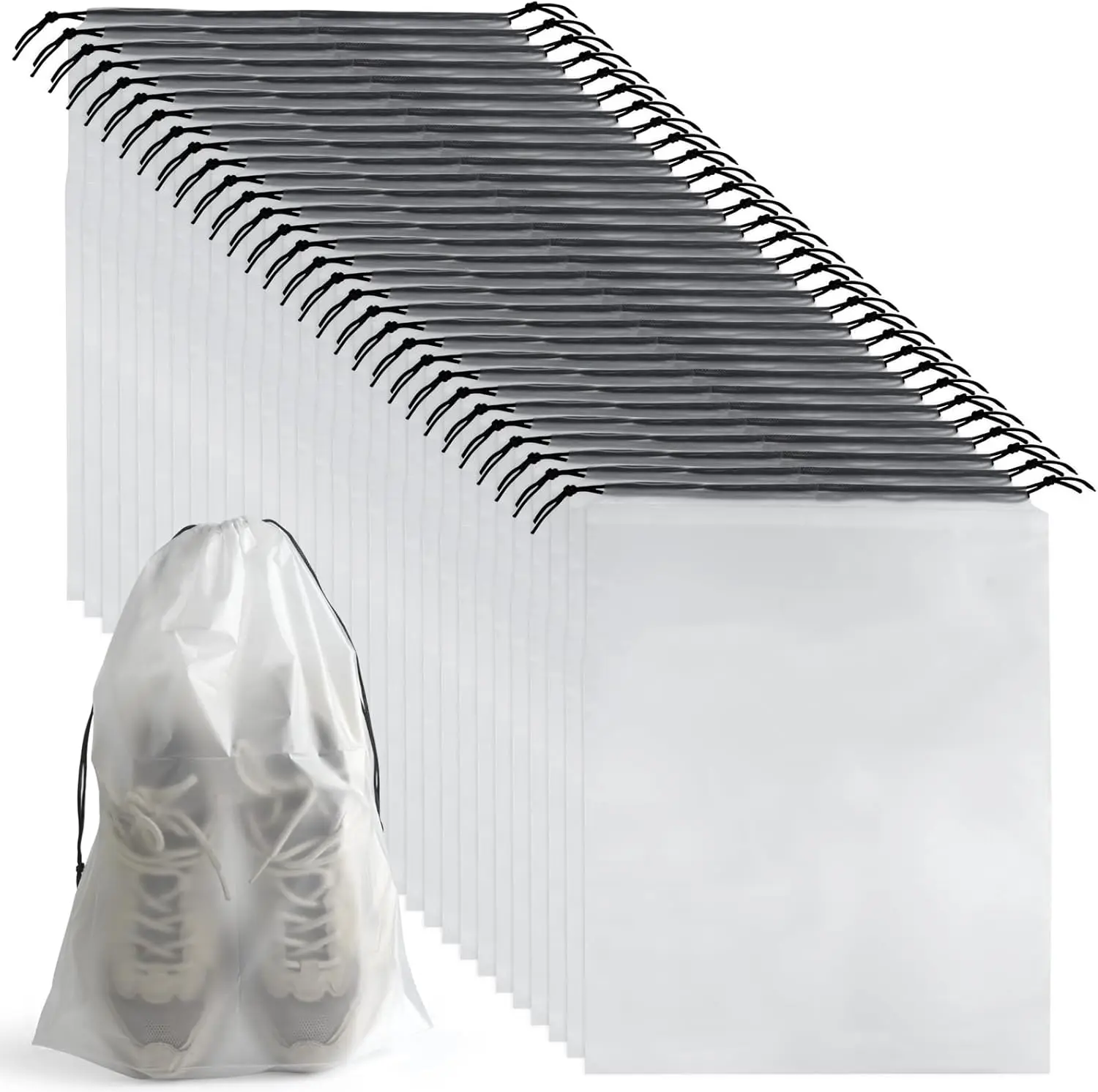 

32 прозрачных мешка для обуви на завязках для путешествий, водонепроницаемые и пыленепроницаемые органайзеры для хранения и упаковки необходимых вещей