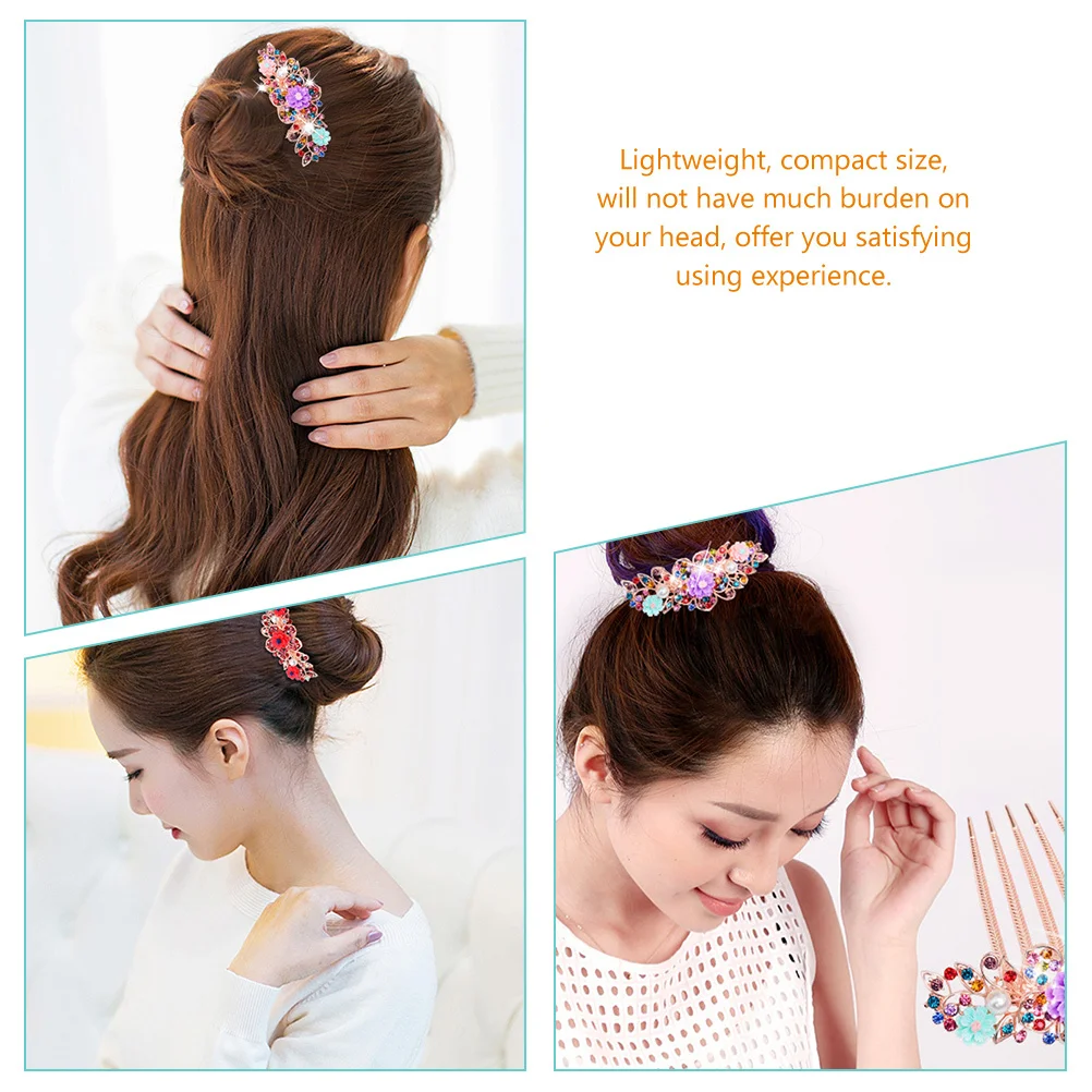 

2Pcs Hair Comb Flower Rhinestone Clips Alloy Bridal Headpieces for Wedding Party Birthday Girls Hair Accessories