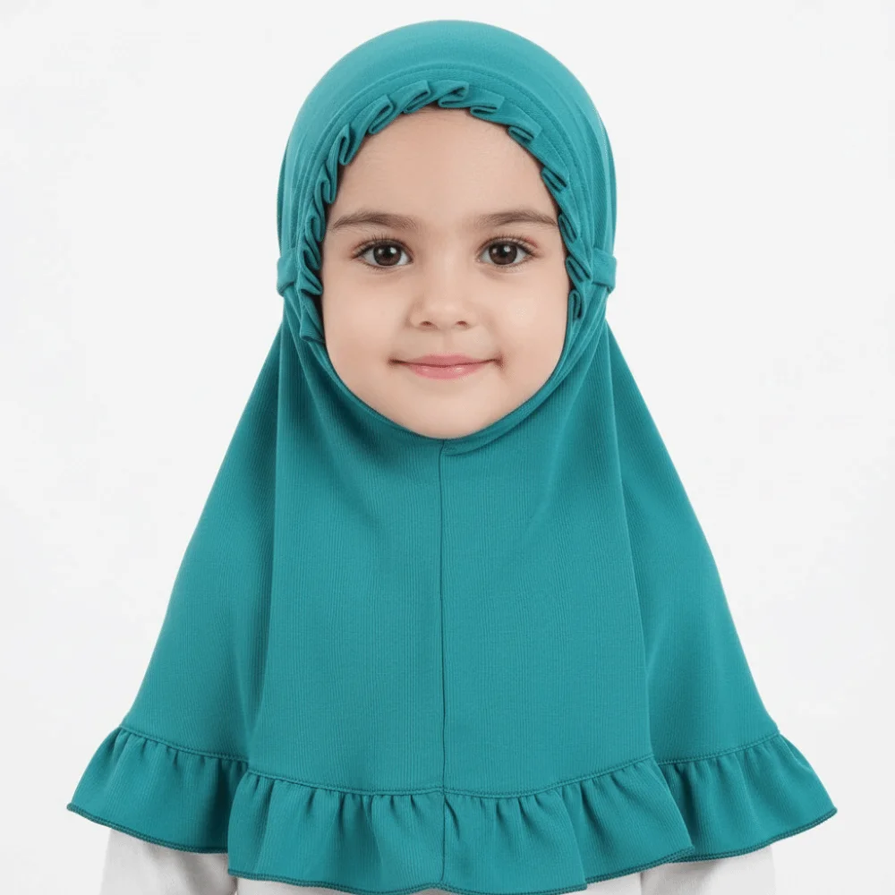 

Breathable Girls Neck Shawl Crinkles Texture Solid Color Children Islamic Headscarf Handmade Fancy Floral Islamic Head Scarf