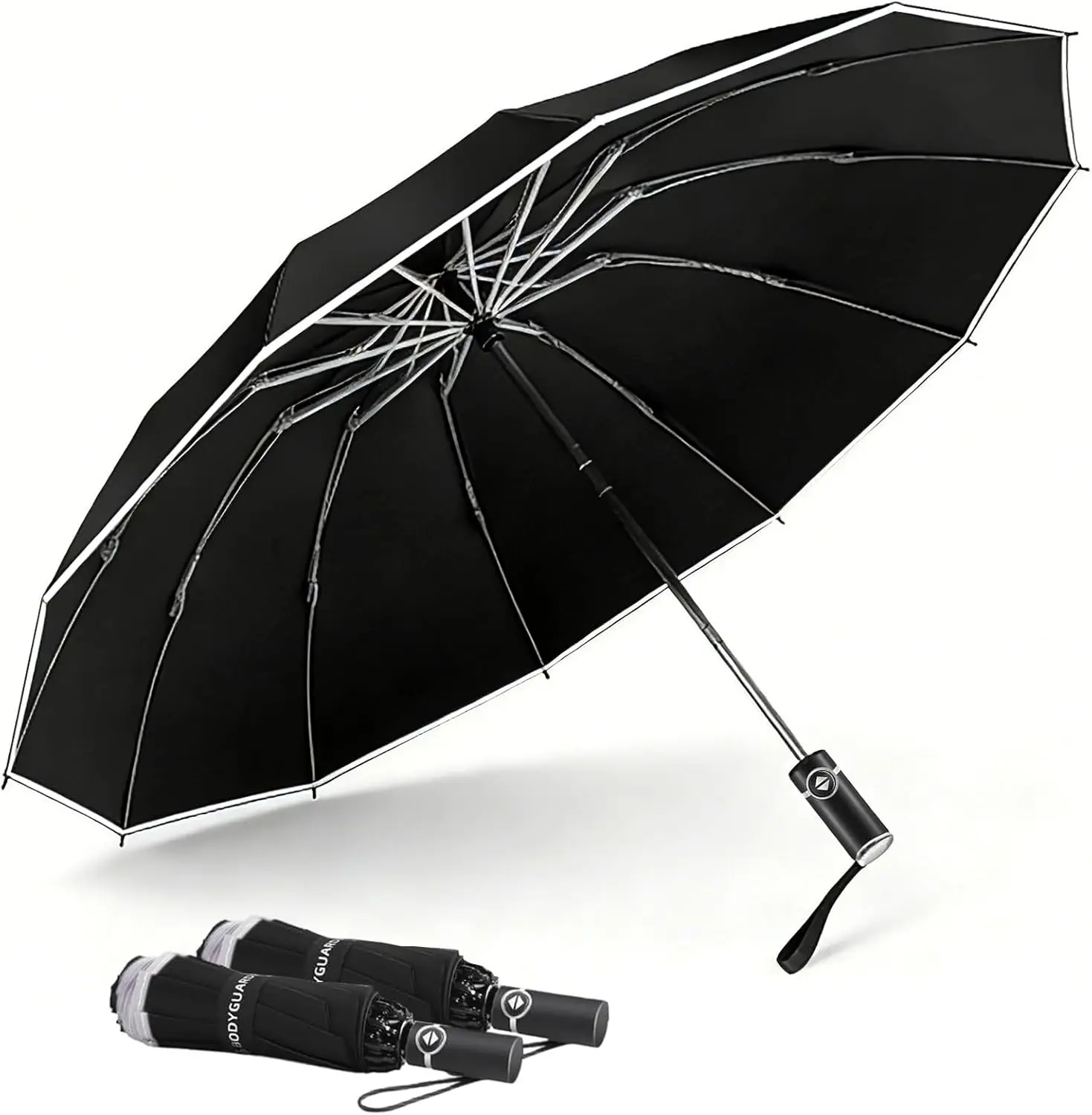 

Inverted Umbrella Windproof Rain & Sun, Reverse with Reflective Stripe, Teflon-Coated, Travel Folding with Cover Bag