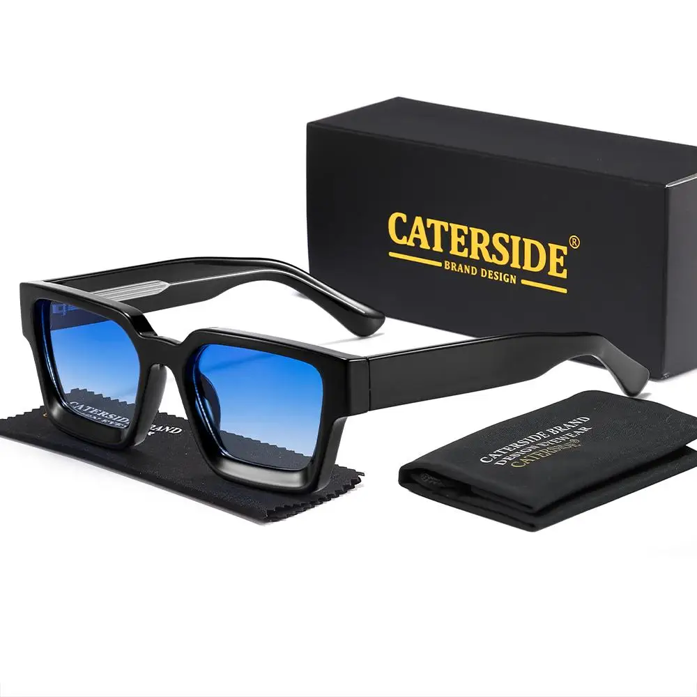 CATERSIDE Retro-Punk-Sonnenbrille für Herren mit dickem, quadratischem Rahmen, Farbverlauf-Design, für Damen, für Reisen, Business, Partys, unverzichtbare Brille, UV400 – Detail 13