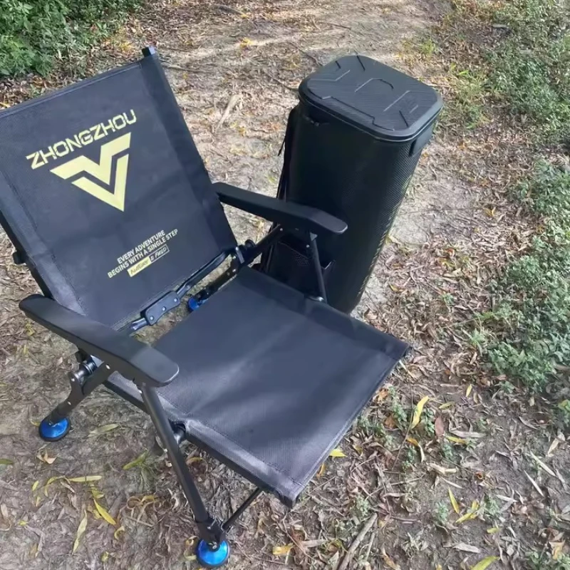 European Fishing Chair, Portable Folding Angler Seat, All-Terrain Adjustable Stool with Multi-Position Recliner for Bank Fishing