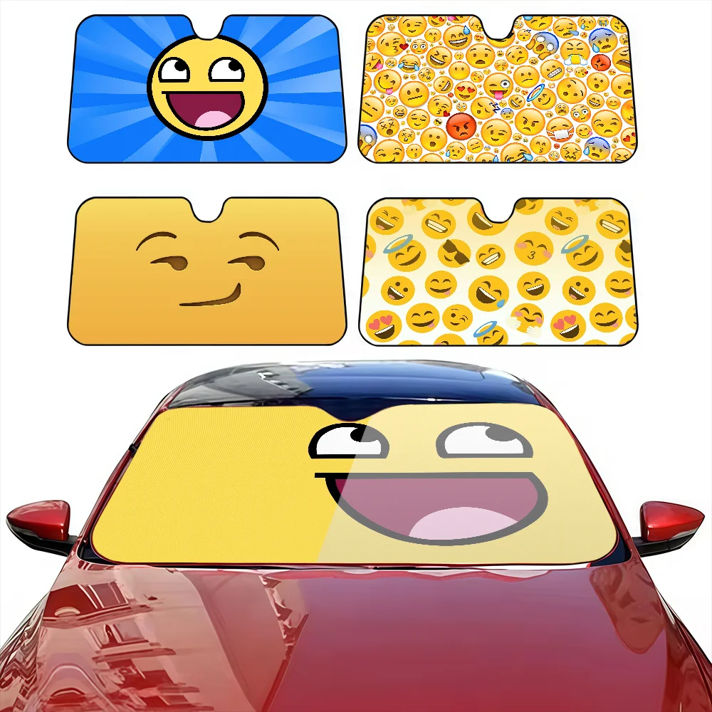 

Funny E-Emoji Rich And Diverse Solar Protection Windshield Sunshade Cover Sun Shade Auto Sun Visor Car Covers