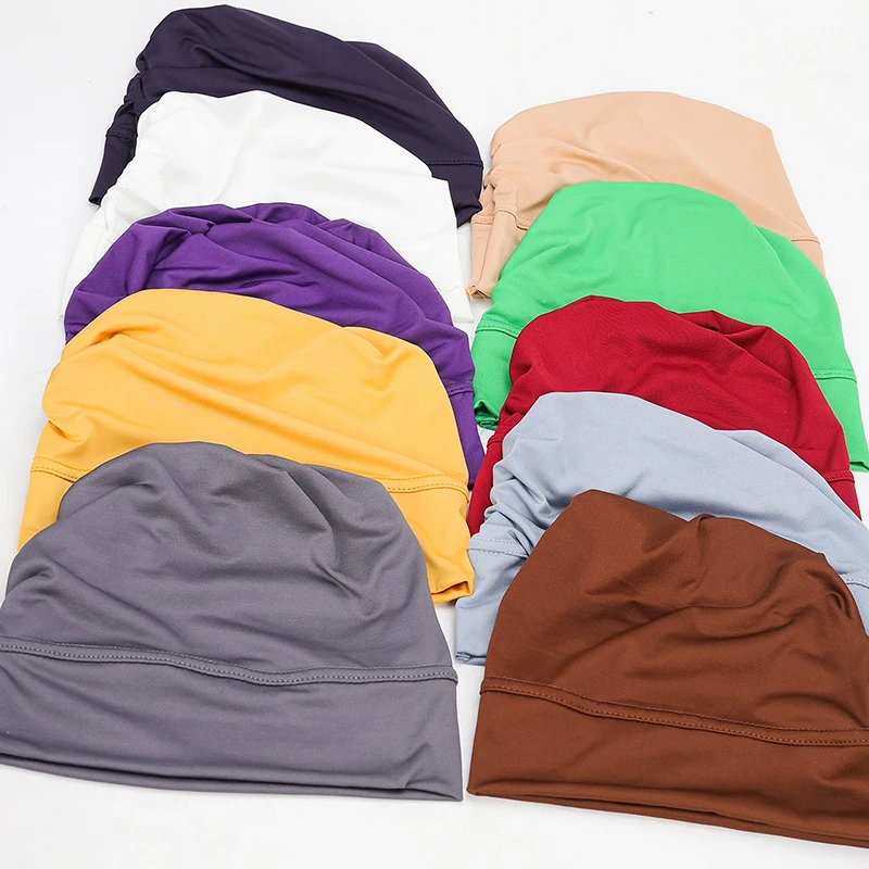Solid Color Turban Ethnic Style Elastic Ribbon Head Scarf For Women Girls Fashion Beanie Hat Head Scarf Fashion Hair Accessories