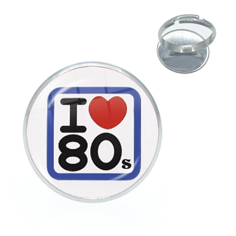 I Love Nerds 80s Number 8 30MM Glass Fridge Magnets Glass Dome Jewelry Kids Handmade Jewelry Rings