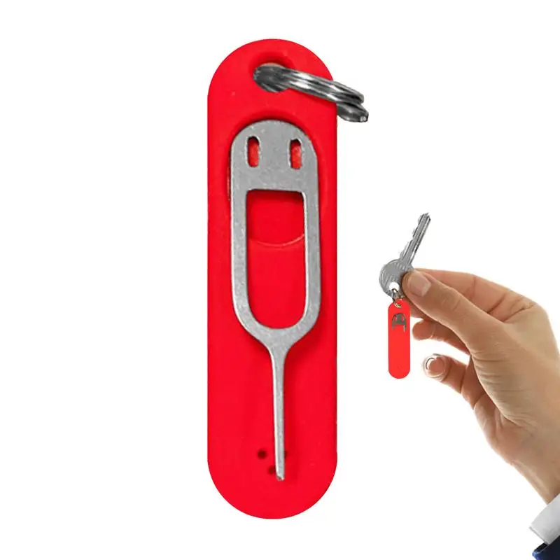 Anti-Lost Sim Card Eject Pin Needle with Storage Case Universal Mobile Phone Steel Ejector Pin SIM Card Tray Opener Keyring