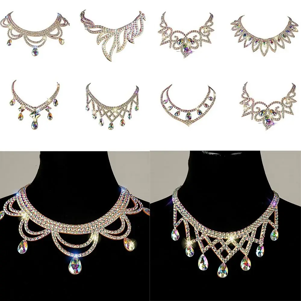 

Fashion Shine Belly Dance Necklace Handmade Colorful Dance Jewellery Durable Hollow Rhinestone Chain Women