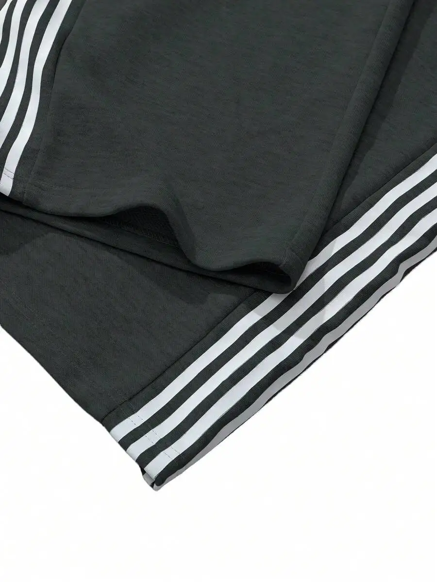 Mens Casual Sweatpants With Elastic Waist And Drawstring, Thick Knit Joggers, Minimalist Street Fashion